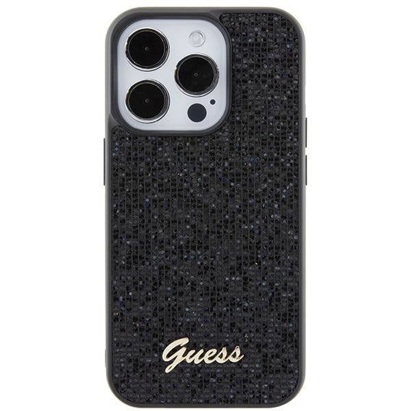 Кейс Guess Disco Metal Script за iPhone 15 Pro черен