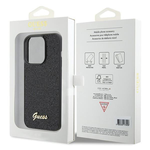 Кейс Guess Disco Metal Script за iPhone 15 Pro черен