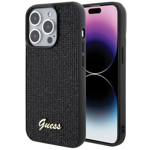 Кейс Guess Disco Metal Script за iPhone 15 Pro черен