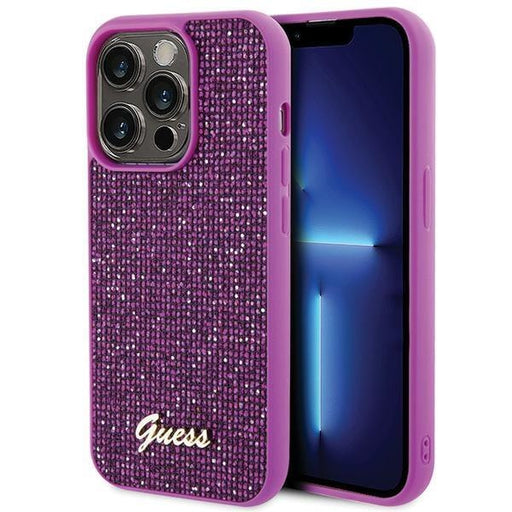 Кейс Guess Disco Metal Script за iPhone 15 Pro розов