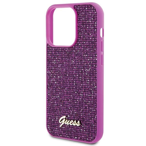 Кейс Guess Disco Metal Script за iPhone 15 Pro розов