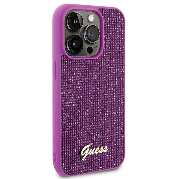 Кейс Guess Disco Metal Script за iPhone 15 Pro розов