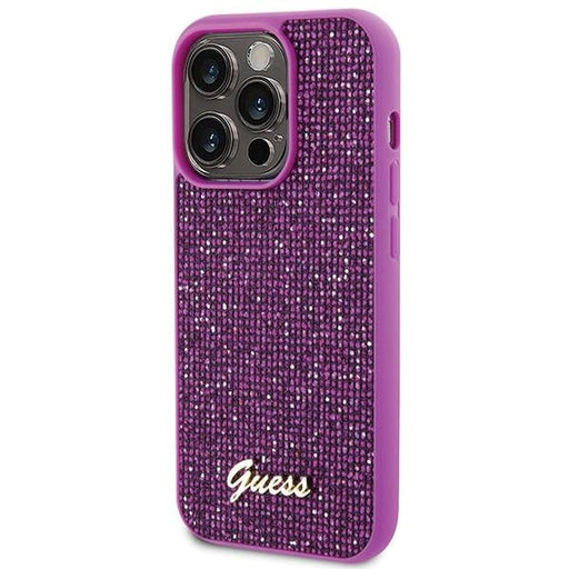 Кейс Guess Disco Metal Script за iPhone 15 Pro розов