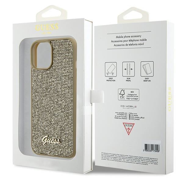 Кейс Guess Disco Metal Script за iPhone 15 златист