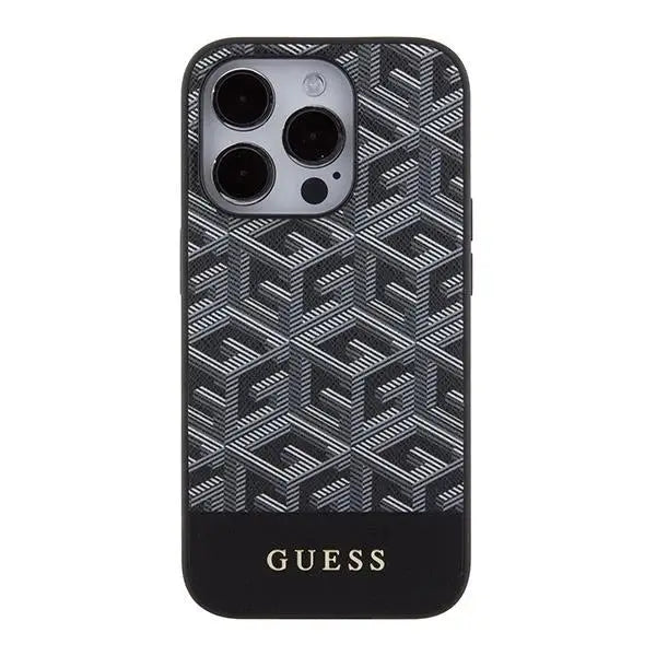 Кейс Guess GCube Stripes MagSafe за iPhone 15 Pro черен