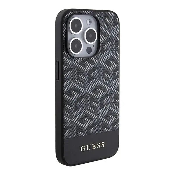 Кейс Guess GCube Stripes MagSafe за iPhone 15 Pro черен