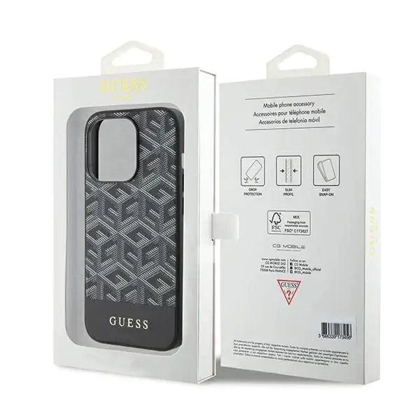 Кейс Guess GCube Stripes MagSafe за iPhone 15 Pro черен