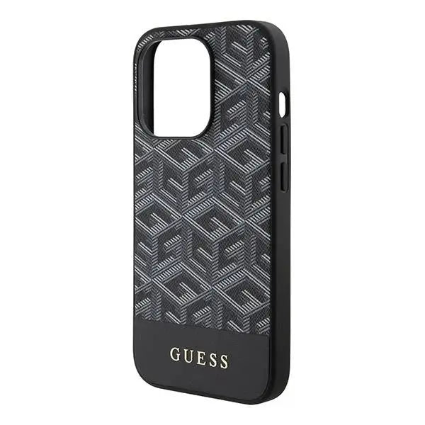 Кейс Guess GCube Stripes MagSafe за iPhone 15 Pro черен