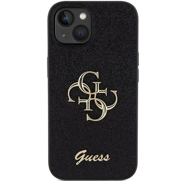 Кейс Guess Glitter Script Big 4G за iPhone 15 черен