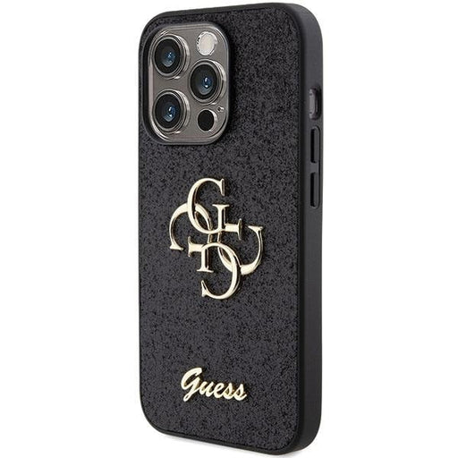 Кейс Guess Glitter Script Big 4G за iPhone 15 Pro черен