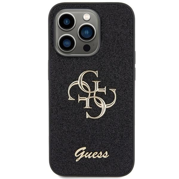 Кейс Guess Glitter Script Big 4G за iPhone 15 Pro черен