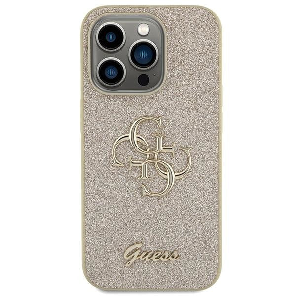 Кейс Guess Glitter Script Big 4G за iPhone 15 Pro златист