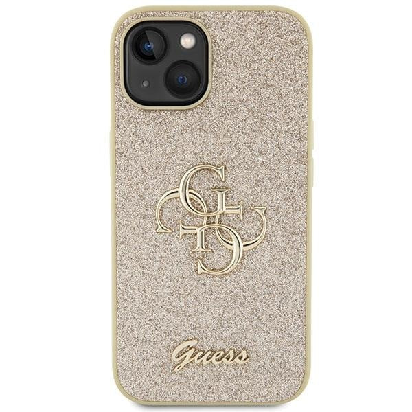 Кейс Guess Glitter Script Big 4G за iPhone 15 златист