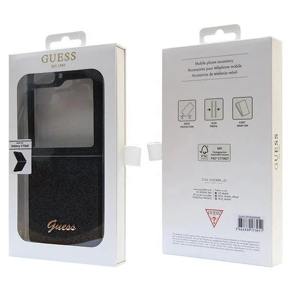 Кейс Guess Glitter Script за Samsung Galaxy Z Flip5 черен