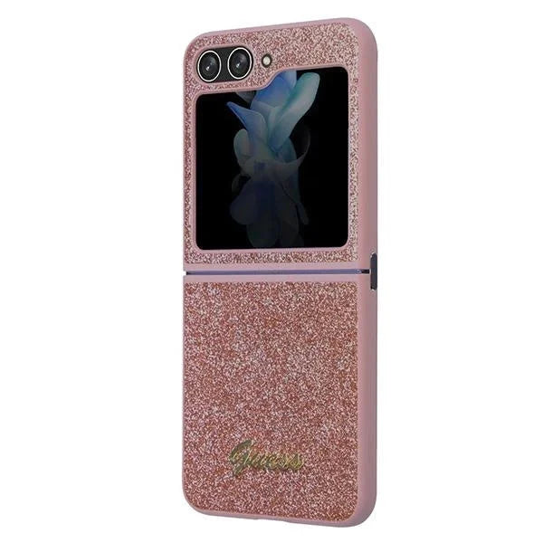 Кейс Guess Glitter Script за Samsung Galaxy Z Flip5 розов