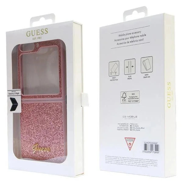 Кейс Guess Glitter Script за Samsung Galaxy Z Flip5 розов