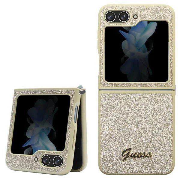 Кейс Guess Glitter Script за Samsung Galaxy Z Flip5 златист