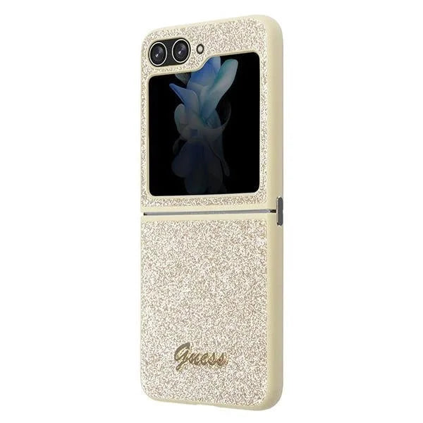 Кейс Guess Glitter Script за Samsung Galaxy Z Flip5 златист