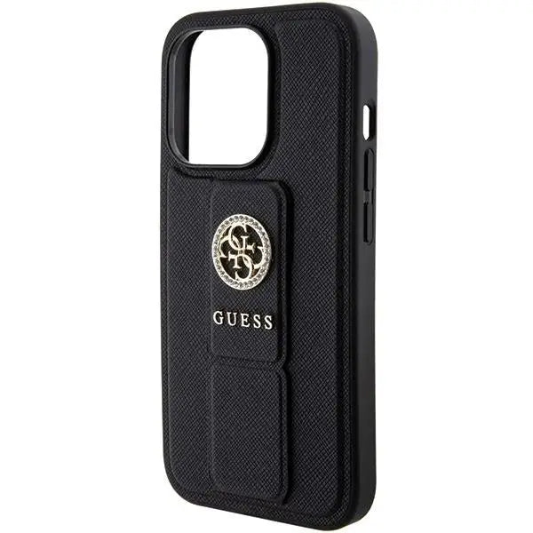 Кейс Guess Grip Stand 4G Saffiano Strass за iPhone 15