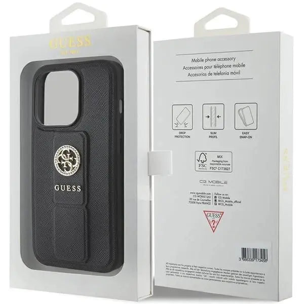 Кейс Guess Grip Stand 4G Saffiano Strass за iPhone 15