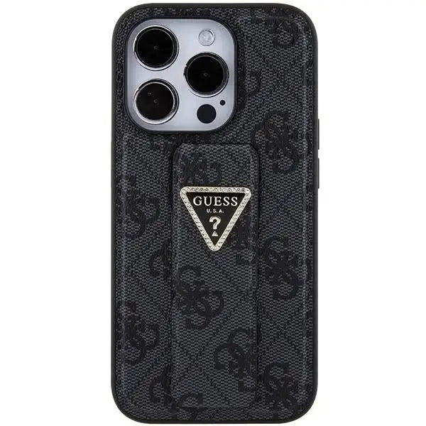 Кейс Guess Grip Stand 4G Triangle Strass за iPhone 15