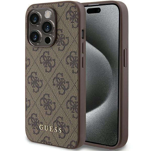 Кейс Guess GUHCP15LG4GFBR за iPhone 15 Pro 6.1 кафяв / кафяв