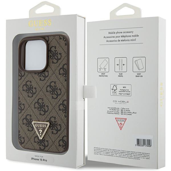 Кейс Guess GUHCP15LP4TDPW за iPhone 15 Pro 6.1 кафяв / кафяв