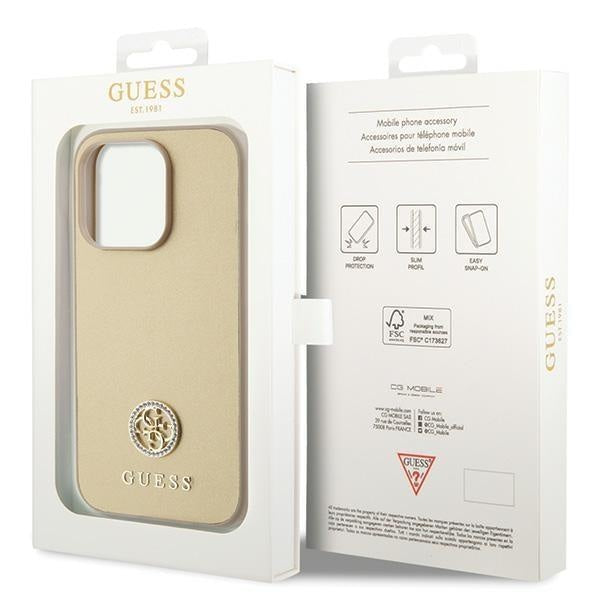 Кейс Guess GUHCP15LPS4DGPD за iPhone 15 Pro 6.1 златист /