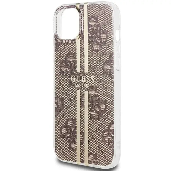 Кейс Guess IML 4G Gold Stripe за iPhone 15 / 14 13 кафяв