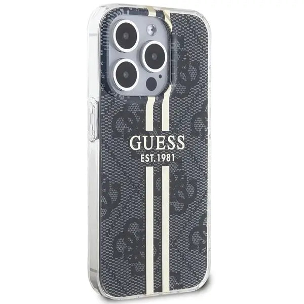 Кейс Guess IML 4G Gold Stripe за iPhone 15 Pro черен