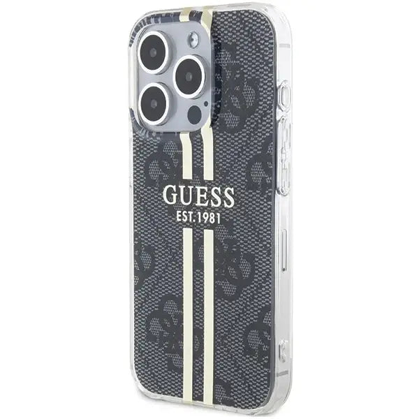 Кейс Guess IML 4G Gold Stripe за iPhone 15 Pro черен