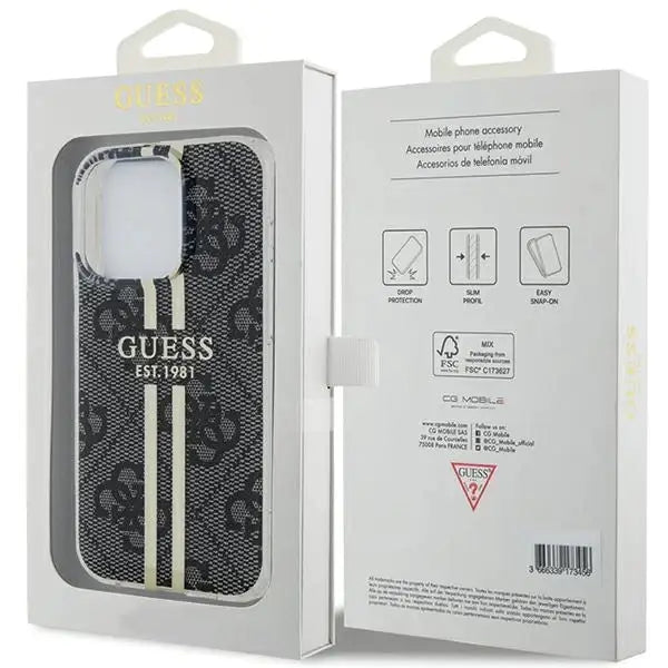 Кейс Guess IML 4G Gold Stripe за iPhone 15 Pro черен