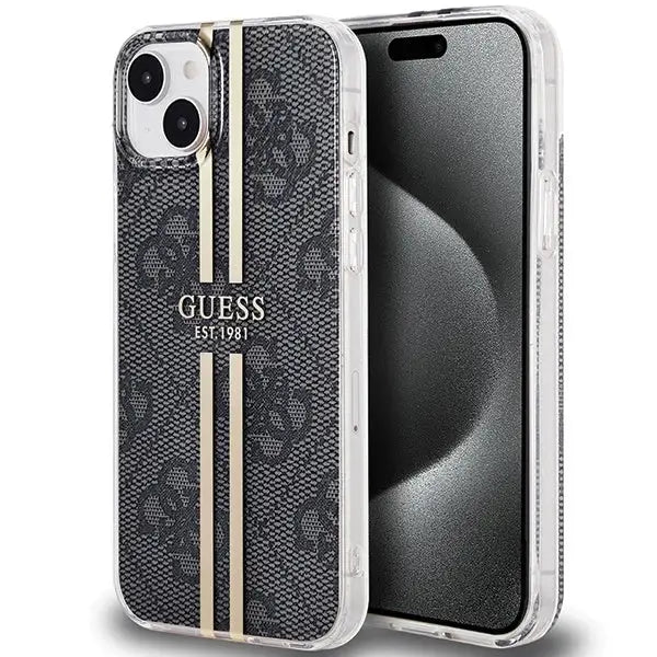 Кейс Guess IML 4G Gold Stripe за iPhone 15/14/13 черен