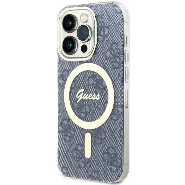 Кейс Guess IML 4G MagSafe за iPhone 15 Pro Max син