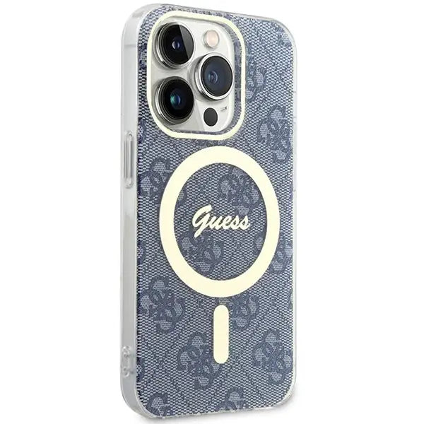 Кейс Guess IML 4G MagSafe за iPhone 15 Pro Max син