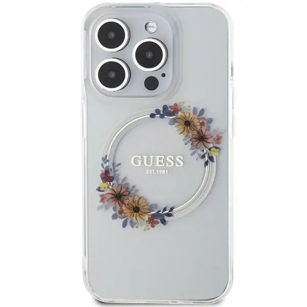 Кейс Guess IML Flowers Wreatch MagSafe за iPhone 15