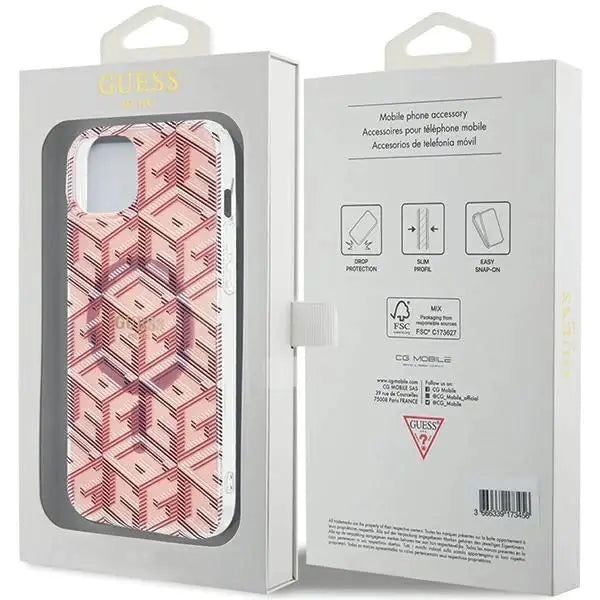 Кейс Guess IML GCube MagSafe за iPhone 15 / 14 13 розов