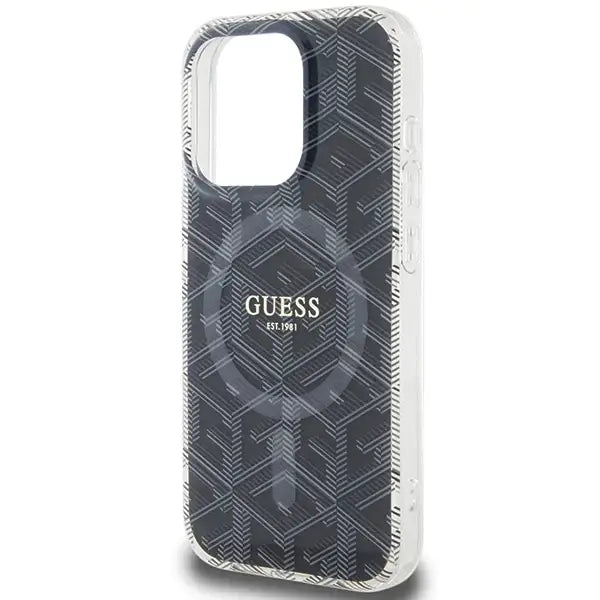 Кейс Guess IML GCube MagSafe за iPhone 15 Pro Max черен