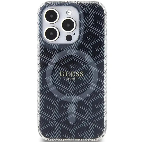 Кейс Guess IML GCube MagSafe за iPhone 15 Pro Max черен