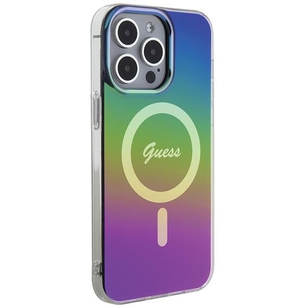 Кейс Guess IML Iridescent MagSafe за iPhone 15 Pro черен