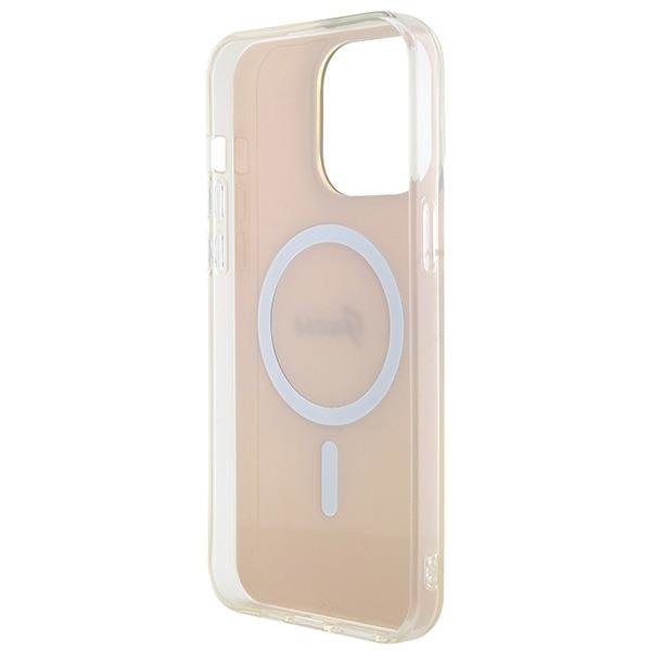 Кейс Guess IML Iridescent MagSafe за iPhone 15 Pro розов