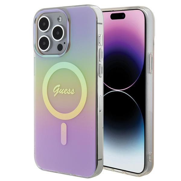 Кейс Guess IML Iridescent MagSafe за iPhone 15 Pro розов