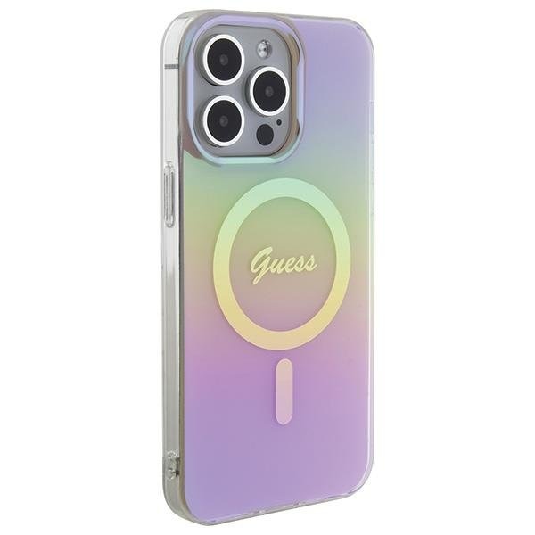 Кейс Guess IML Iridescent MagSafe за iPhone 15 Pro розов