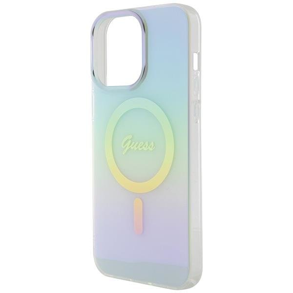 Кейс Guess IML Iridescent MagSafe за iPhone 15 Pro тюркоаз