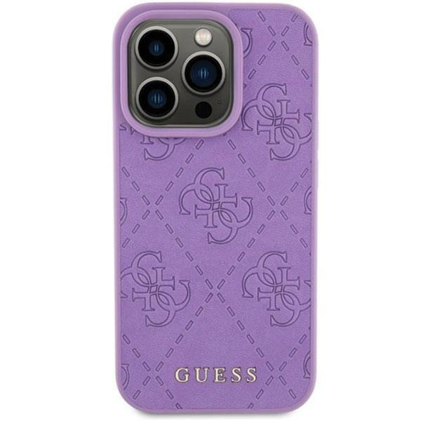 Кейс Guess Leather 4G Stamped за iPhone 15 Pro лилав