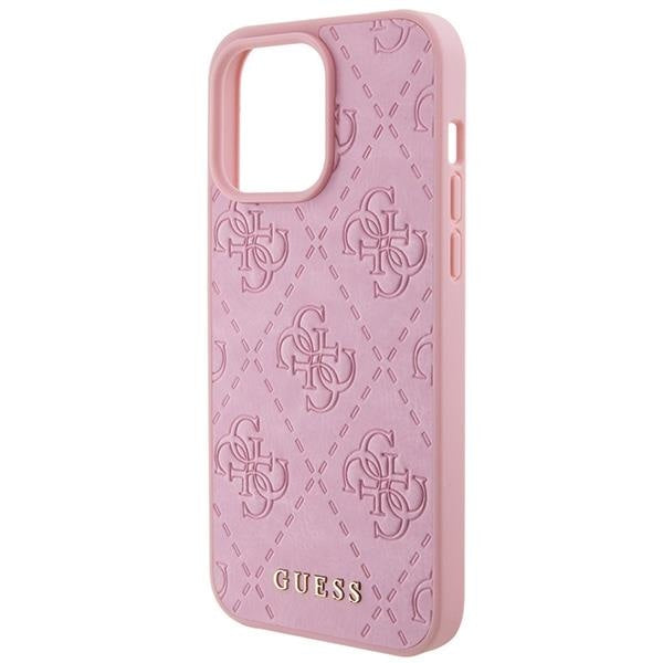 Кейс Guess Leather 4G Stamped за iPhone 15 Pro розов