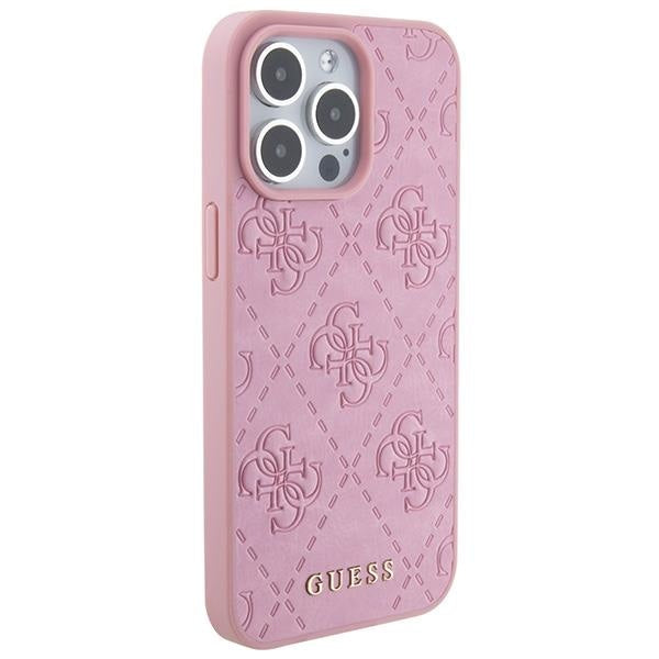 Кейс Guess Leather 4G Stamped за iPhone 15 Pro розов