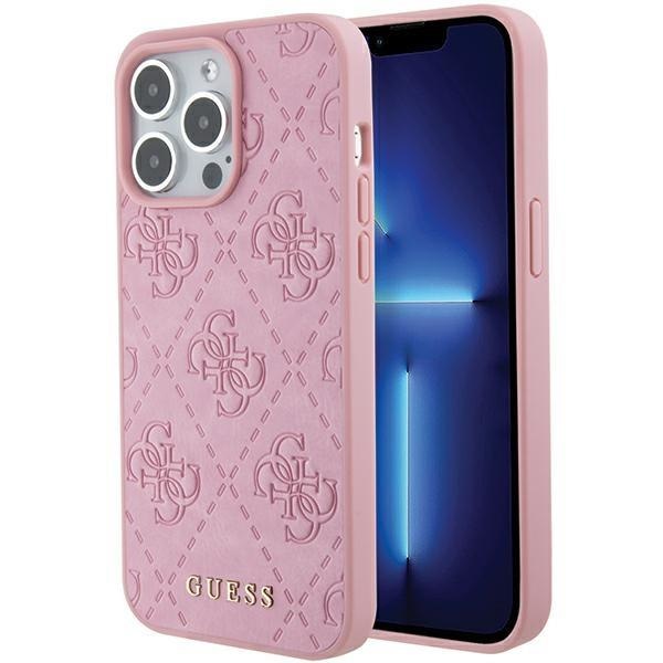 Кейс Guess Leather 4G Stamped за iPhone 15 Pro розов