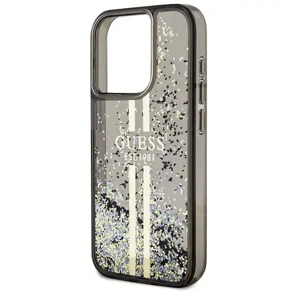 Кейс Guess Liquid Glitter Gold Stripes за iPhone 15