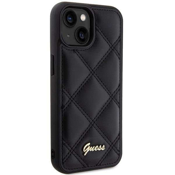 Кейс Guess Quilted Metal Logo за iPhone 15 черен